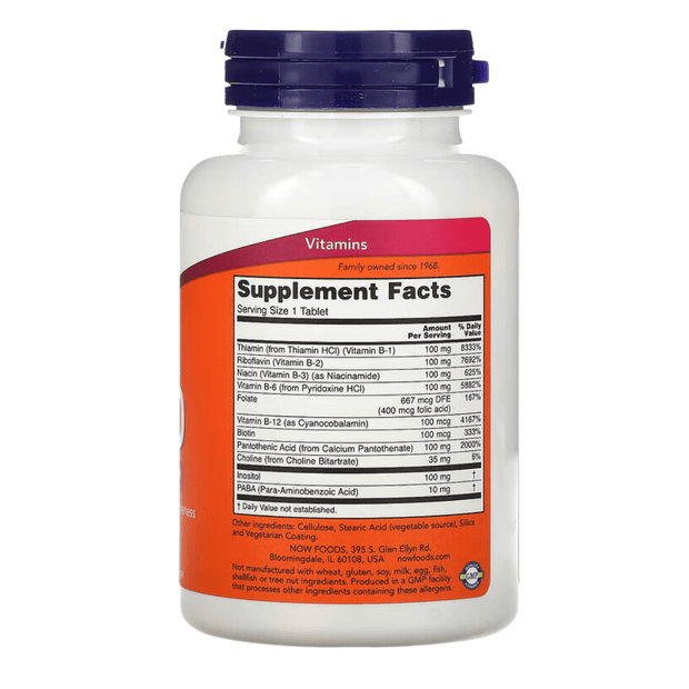 Now Foods, B-100 Sustained Release B Complex, 100 Tablets (8567140647164)