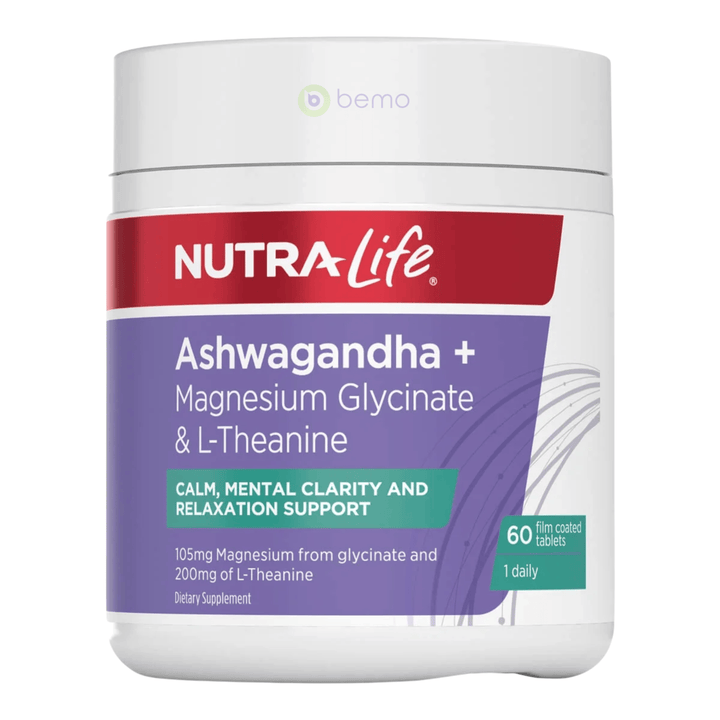 Nutra-Life, Ashwagandha + Magnesium Glycinate &amp; L-Theanine, 60 Tablets