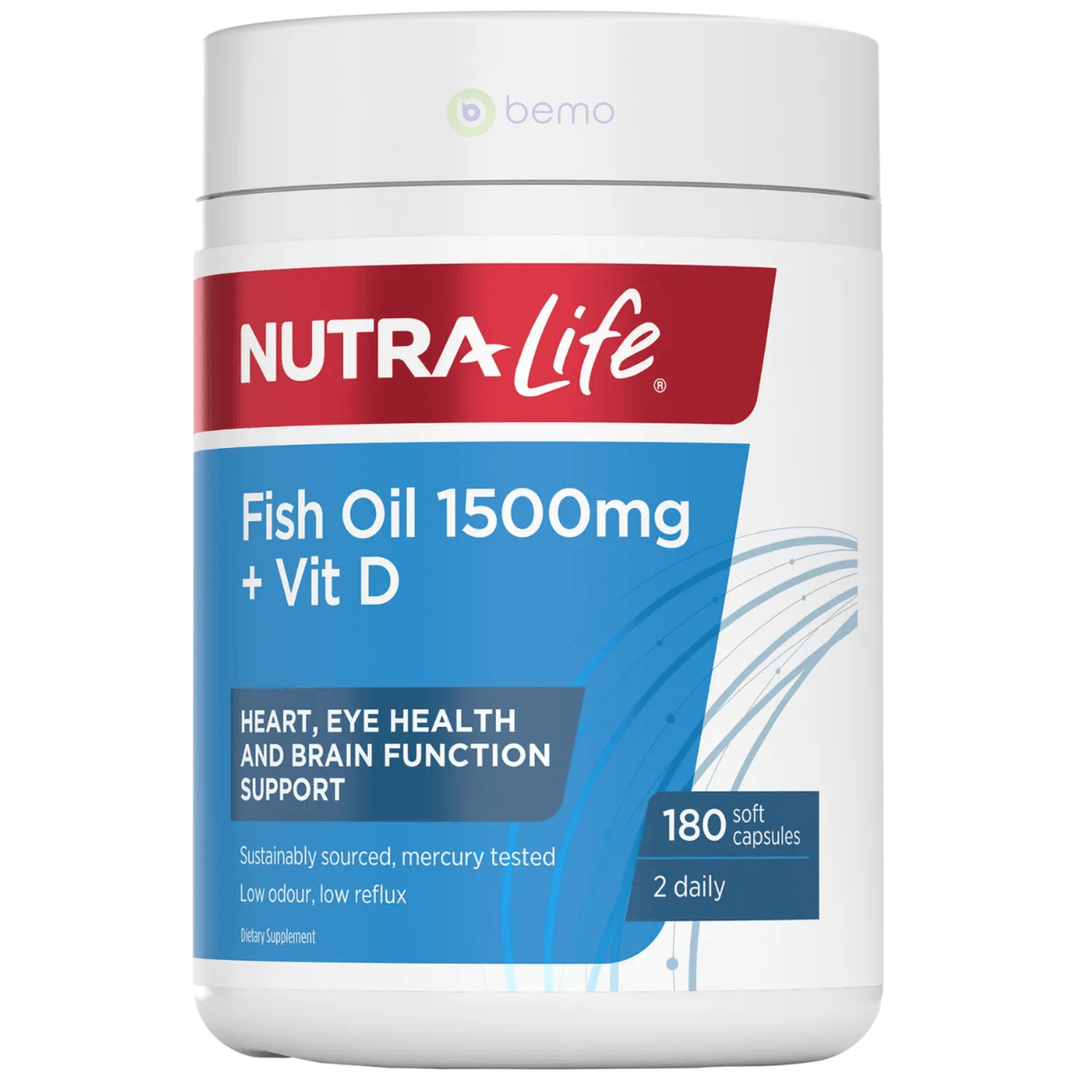 Nutra-Life, Fish Oil 1500mg + Vit D, 180 caps (5673215885476)