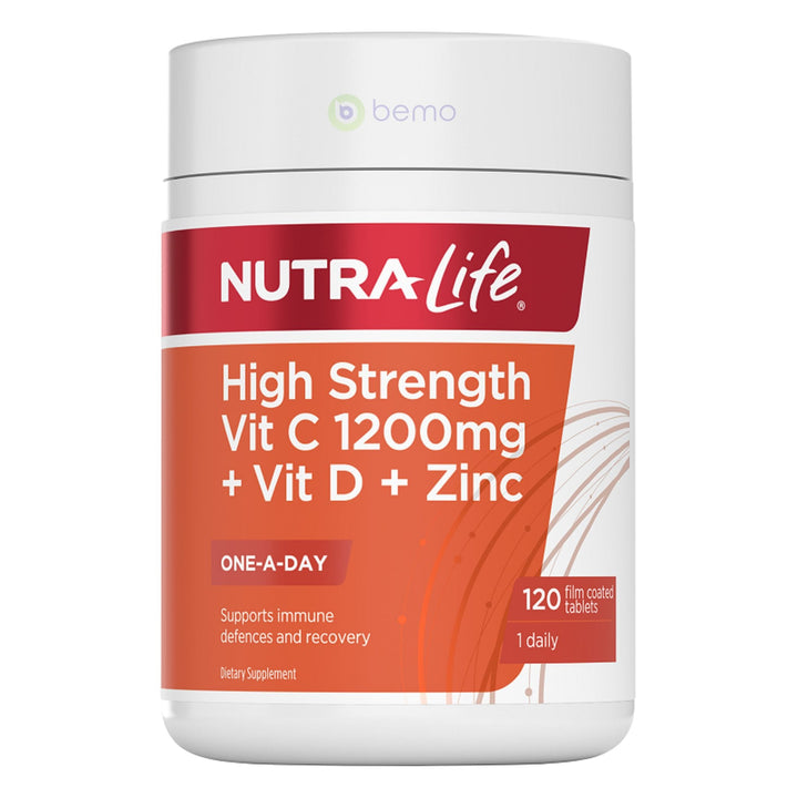 Nutra-Life, High Strength Vit C 1200mg + Vit D + Zinc, 120 tabs