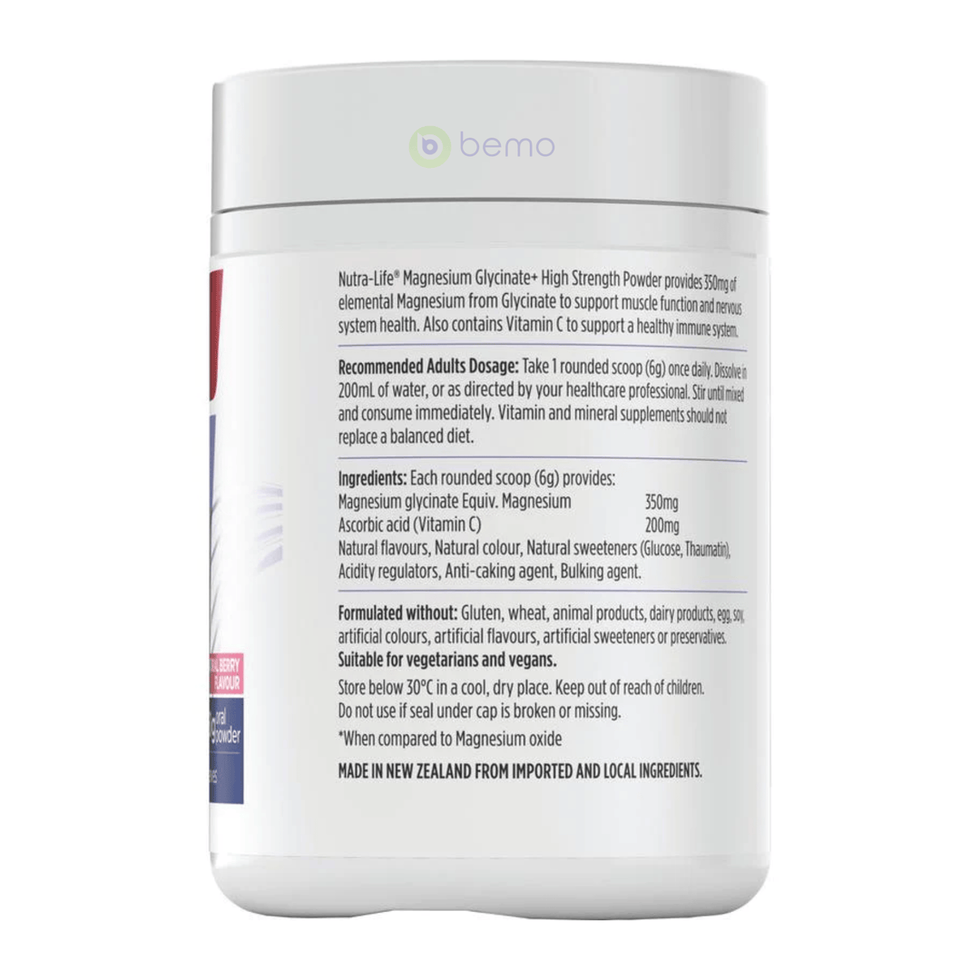 Nutra-Life, Magnesium Glycinate + High Strength, Berry, 360g Powder