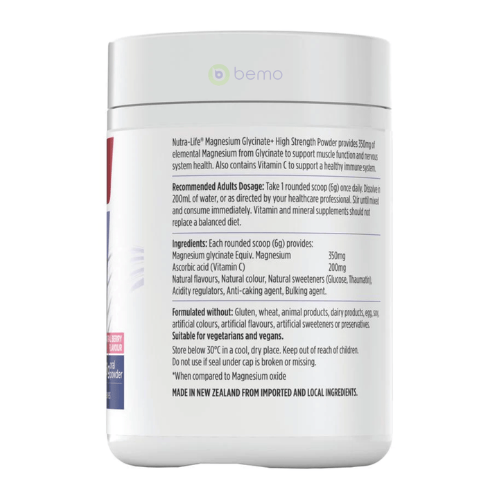 Nutra-Life, Magnesium Glycinate + High Strength, Berry, 360g Powder