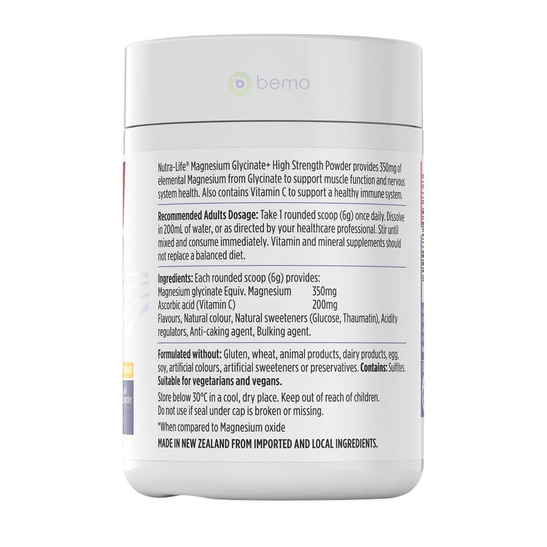Nutra-Life, Magnesium Glycinate + High Strength, Citrus, 180g Powder