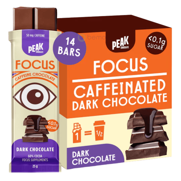 Peak Chocolate, Focus Dark Chocolate, 25g x 14 Bars Dark Chocolate (9028440457468) (9051317371132) (9051322056956)