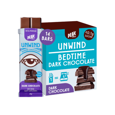 Peak Chocolate,Unwind Dark Chocolate, 25g x 14 Bars Relaxation Dark Chocolate (9051322056956) (9051334639868)