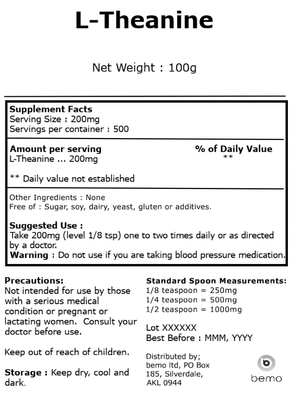 bemo, L-Theanine, 100g (8088820842748)