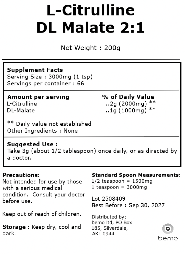 bemo, L-Citrulline DL Malate 2:1, 200g