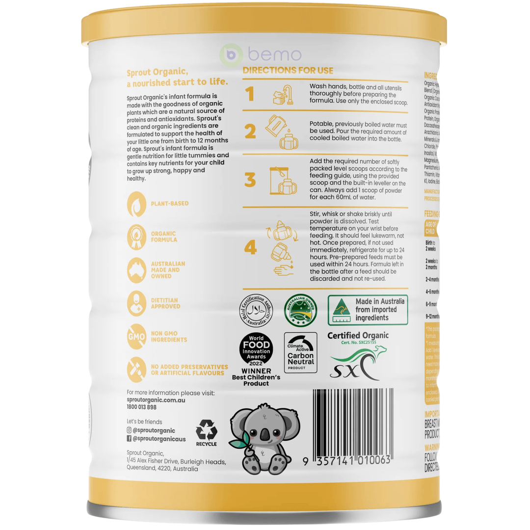 Sprout Organic, Organic Plant Based Infant Formula, 700g (9099907170556)