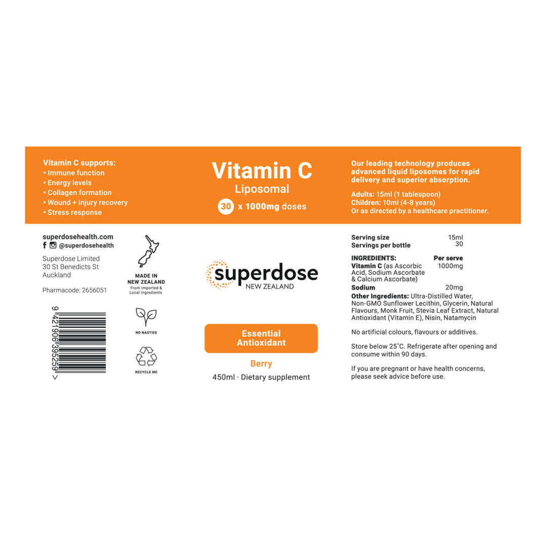 Superdose, Vitamin C Liposomal 1000mg, Berry, 450ml