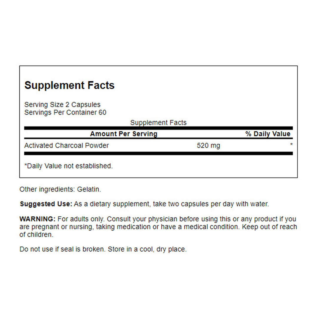 Swanson, Activated Charcoal 260mg, 120 Caps (8780646514940)