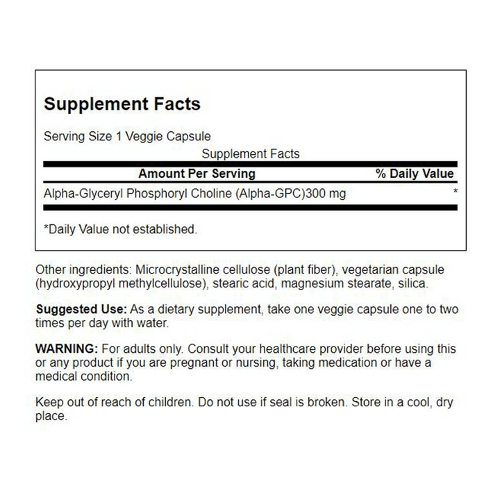 Swanson, Alpha GPC 300mg, Memory Support, 60 Veg Caps (8780662604028)