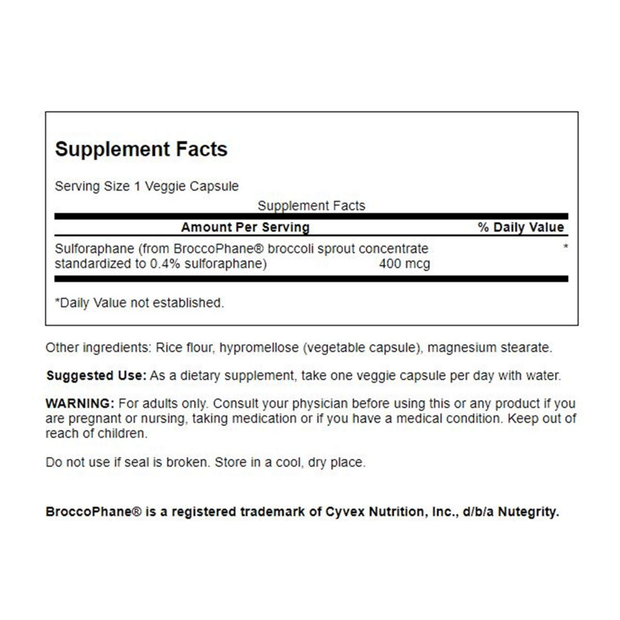 Swanson, Sulforaphane from Broccoli Sprout Extract 400mcg, 60 Veg Caps (8782531100924)