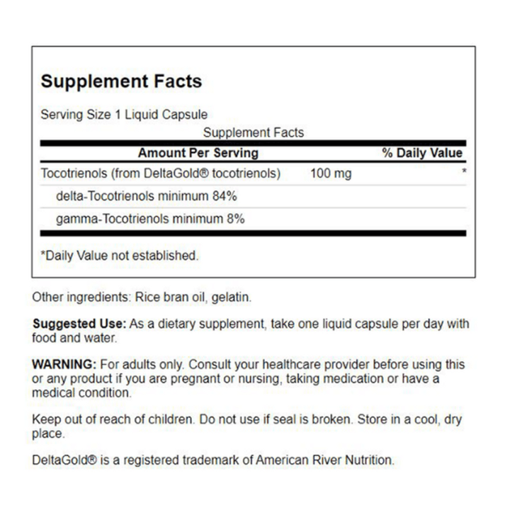 Swanson, Tocotrienols Double Strength 100mg, 60 Liquid Caps (8782538047740)