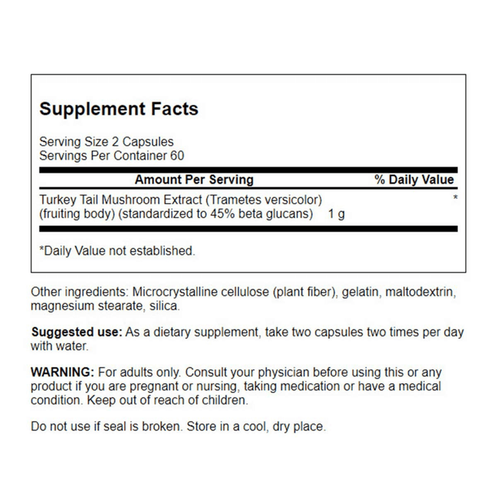 Swanson, Turkey Tail Mushroom 500mg, Immune &amp; Liver Health, 120 Caps (8782539620604)
