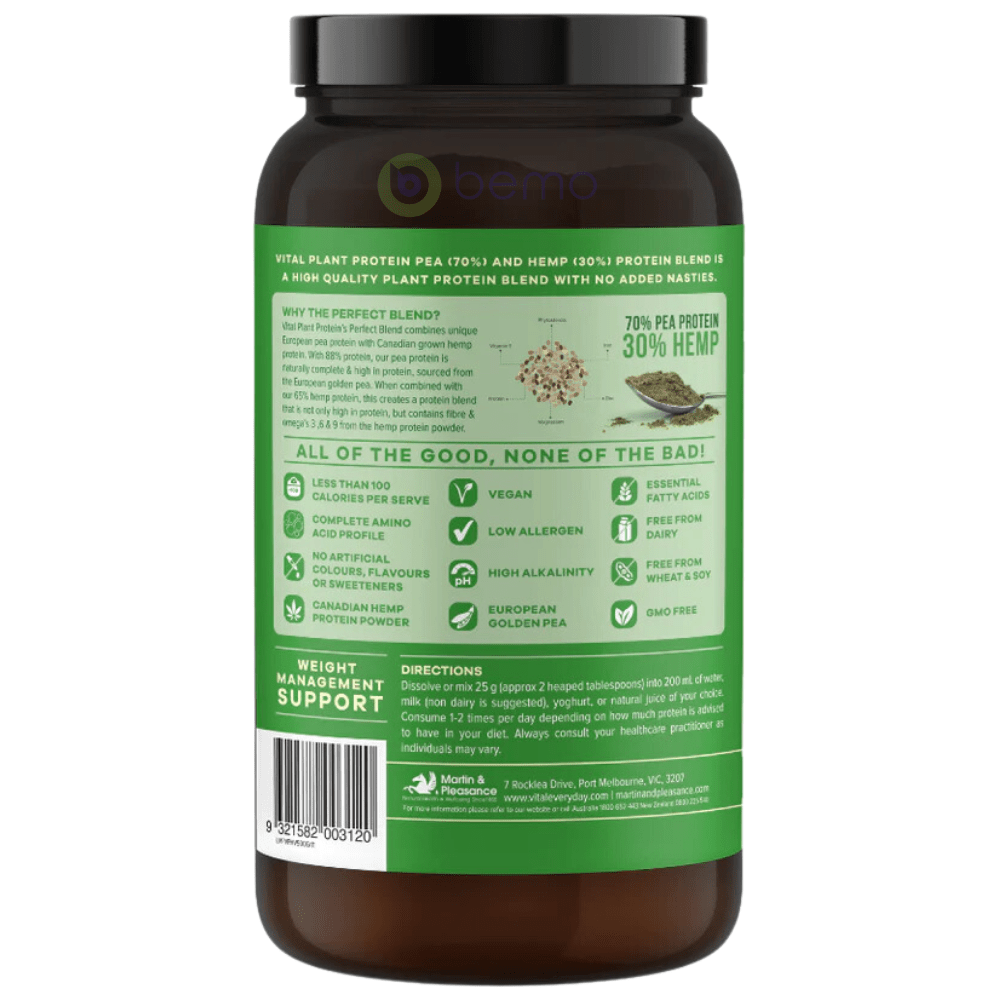 Vital, Plant protein pea &amp; hemp protein power blend 500g (8661396127996)