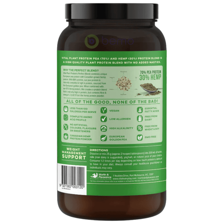 Vital, Plant protein pea &amp; hemp protein power blend 500g (8661396127996)