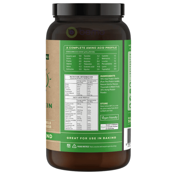 Vital, Plant protein pea &amp; hemp protein power blend 500g (8661396127996)