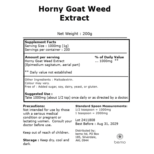 bemo, Horny Goat Weed Extract, 200g (9071993258236)