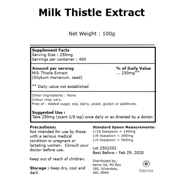 bemo, Milk Thistle Extract, 100g (4891015348364)