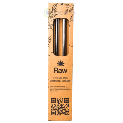 Amazonia Raw, Stainless Steel Drinking Straws, 2 Straws (7996652126460)