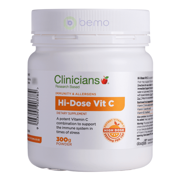 Clinicians, Hi-Dose Vit C Powder, 300G (6816636207268)