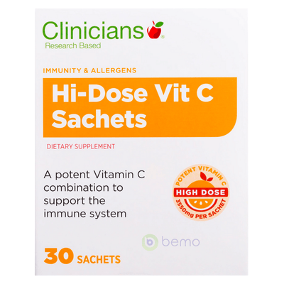 Clinicians, Hi-Dose Vit C Sachets, 30 Sachets (7866460340476)