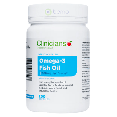 Clinicians, Omega-3 Fish Oil, 1500mg High Strength, 200 Capsules (7866460438780)