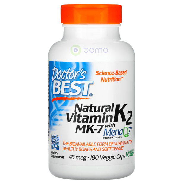 Doctor's Best, Natural Vitamin K2 MK-7 with MenaQ7, 180 Vcaps (7856393519356)