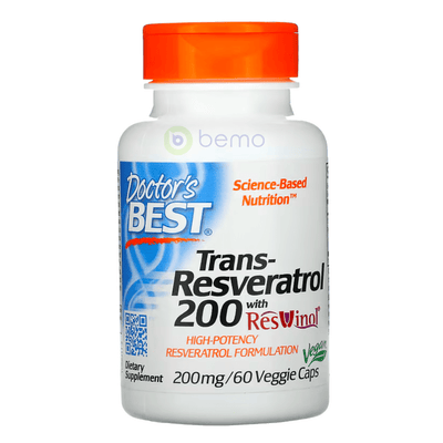 Doctor's Best, Trans-Resveratrol, 200mg, 60 Veg Caps (7968581419260)