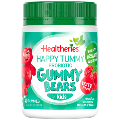 Healtheries, Kids Happy Tummy Probiotic, Gummy Bears, 40 Gummies (7760433709308)