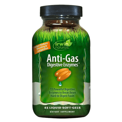 Irwin Naturals, Anti-Gas Digestive Enzymes, 45 Soft gels (7866458833148)