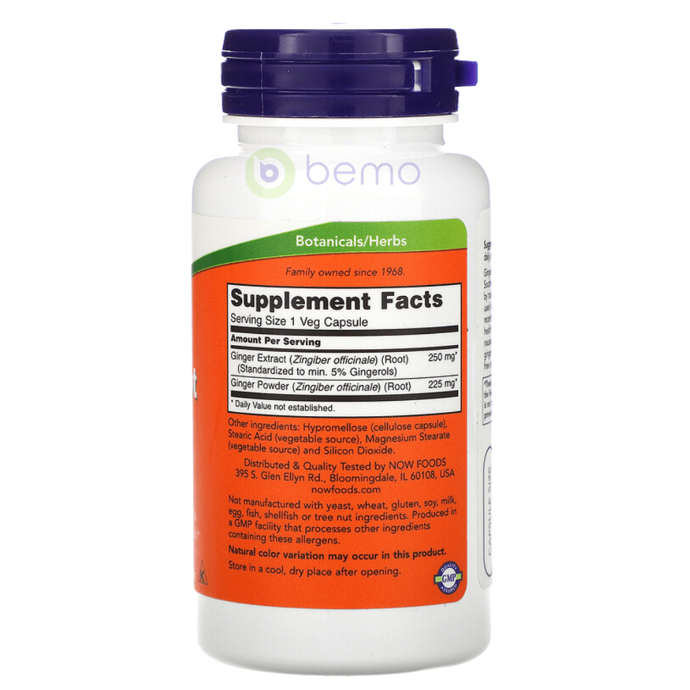 Now Foods, Ginger Root Extract, 250 mg, 90 Veg Capsules (6854069911716)