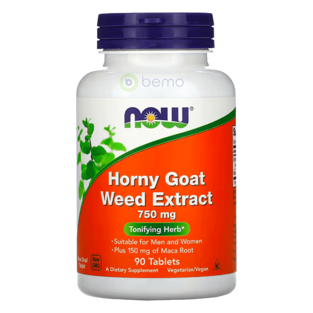 Now Foods, Horny Goat Weed Extract 750mg, 90 Tabs (7858767855868)