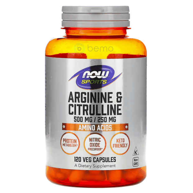 Now Foods, Arginine & Citrulline 500mg/250mg, 120 Veg Caps (7866459783420)