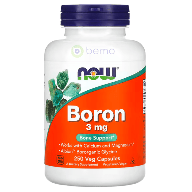 Now Foods, Boron, 3mg, 250 Veg Caps (8028124283132)