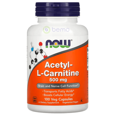 Now Foods, Acetyl-L Carnitine, 500 mg, 100 Veg Capsules (8009797632252)