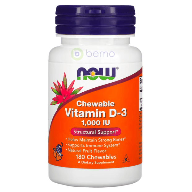 Now Foods, Chewable Vitamin D-3, 1000IU, 180 Chews (8008879276284)