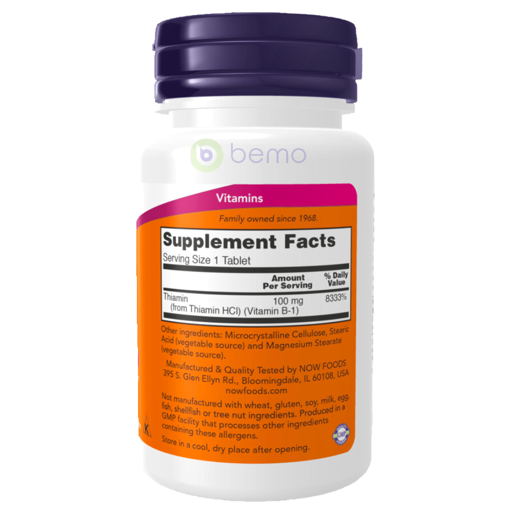 Now Foods, B-1, 100 mg, 100 Tablets (4428897353868)