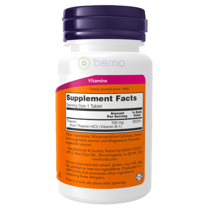 Now Foods, B-1, 100 mg, 100 Tablets (4428897353868)