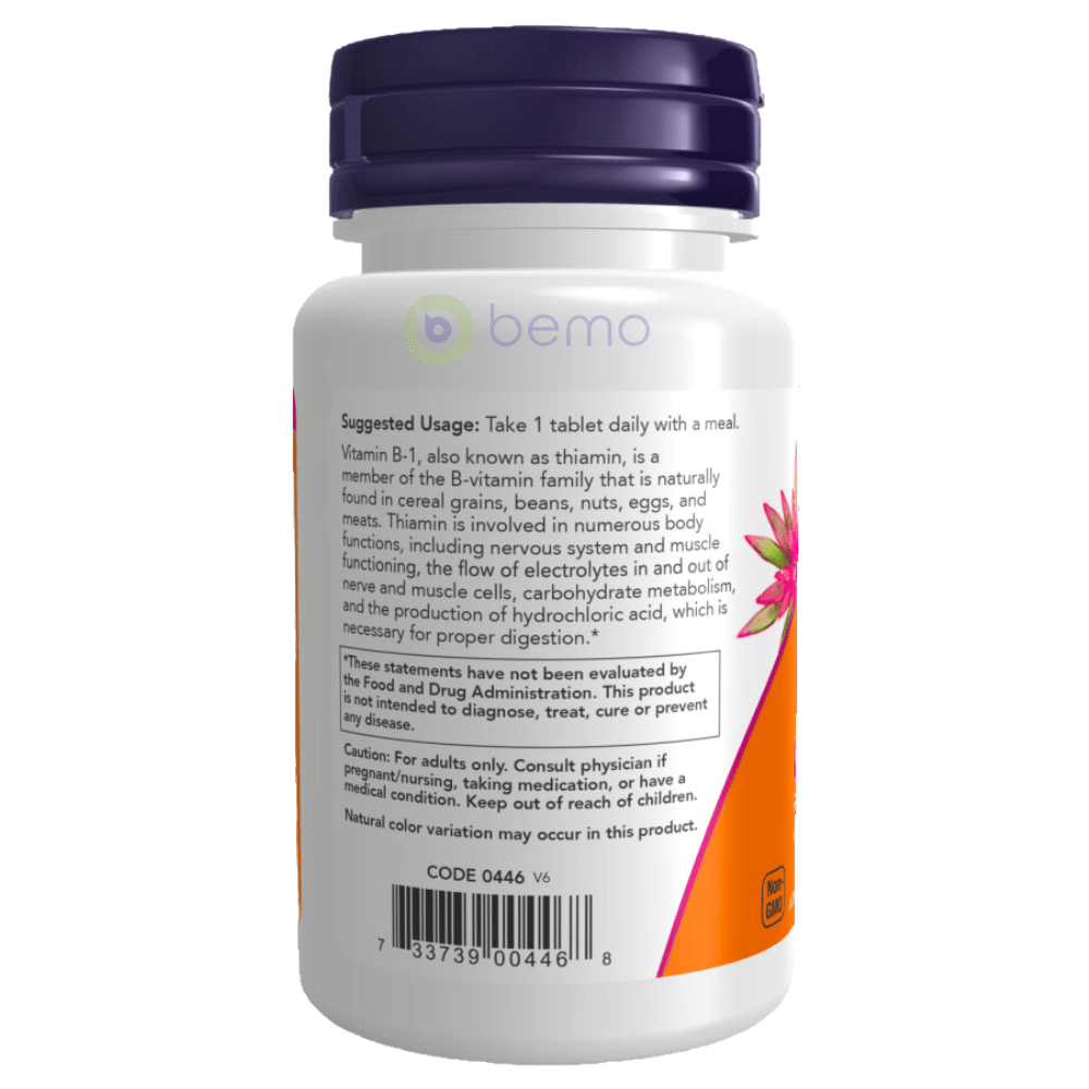 Now Foods, B-1, 100 mg, 100 Tablets (4428897353868)