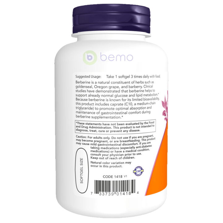 Now Foods, Berberine Glucose Support, 90 Softgels (7594657251580)