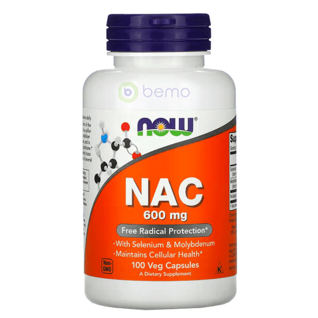 Now Foods, NAC with Selenium + Molybdenum, 600 mg, 100 Veg Capsules (4426075406476)
