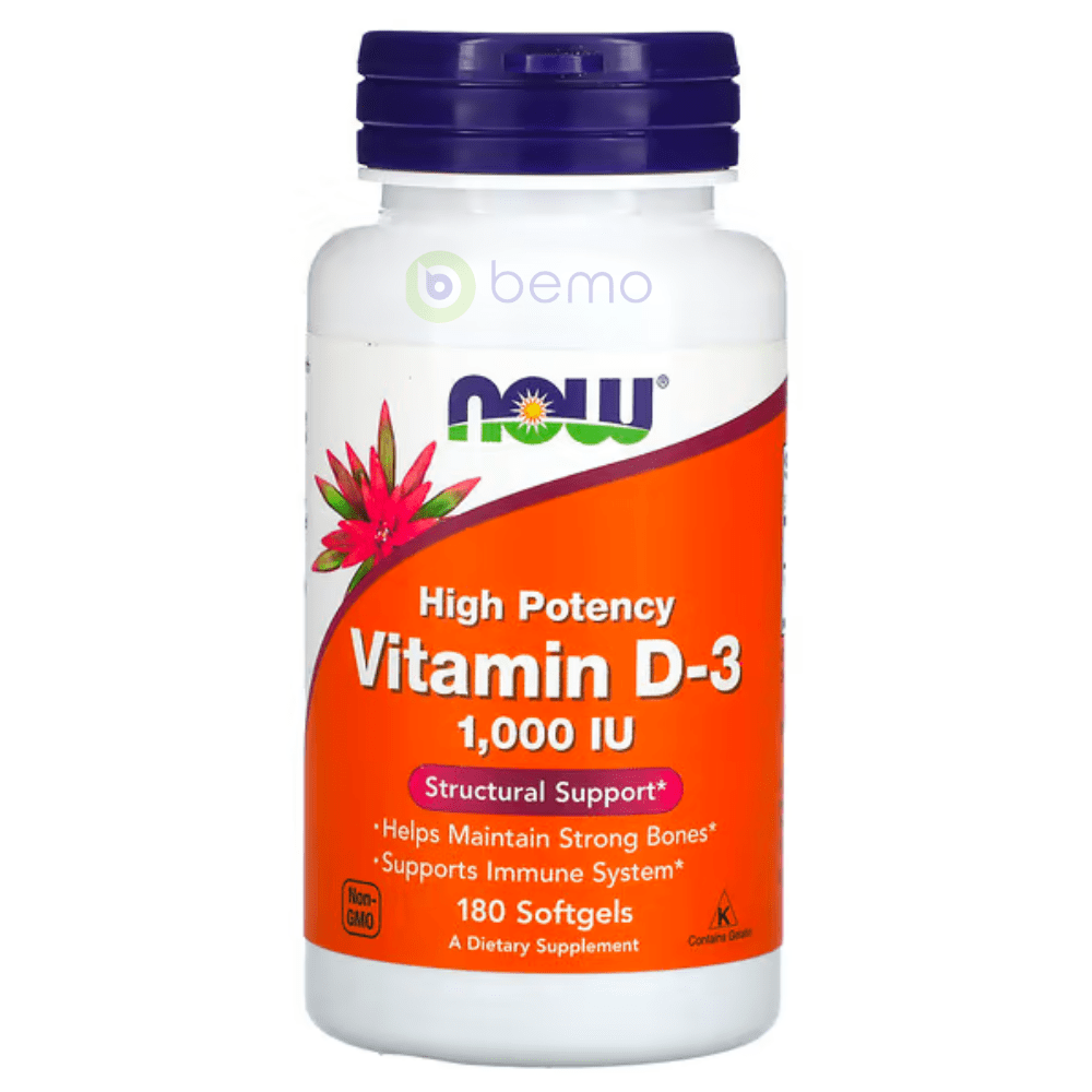 Now Foods, Vitamin D-3 High Potency, 1000 IU, 180 Softgels (4428909117580)
