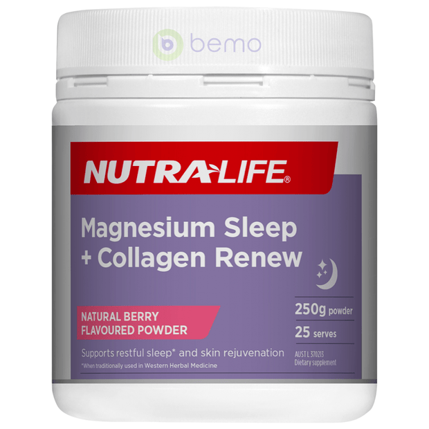 Nutra-Life, Magnesium Sleep + Collagen Renew, Berry Flavour, 250g Powder (8006186860796)