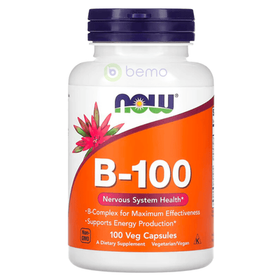 Now Foods, B-100 High Potency B Complex, 100 Veg Capsules (4428682199180)