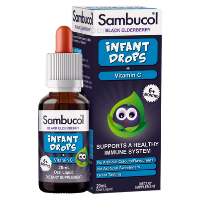 Sambucol (Black Elderberry), Black Elderberry Infant Drops + Vitamin C, 20ml oral liquid (7866459095292)