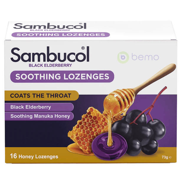 Sambucol, Soothing Relief Honey Throat Lozenges, 16s (8008883699964)