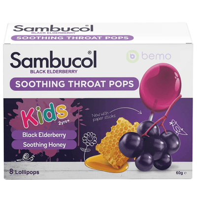 Sambucol, Soothing Throat Pops, 8 Lollipops (8008883634428)