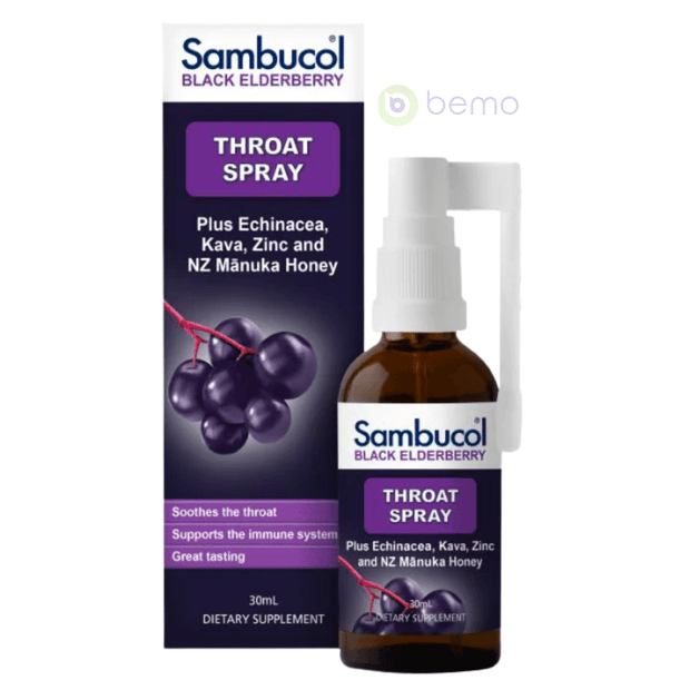 Sambucol (Black Elderberry), Soothing Throat Spray, 30ml Oral Spray (7866459128060)