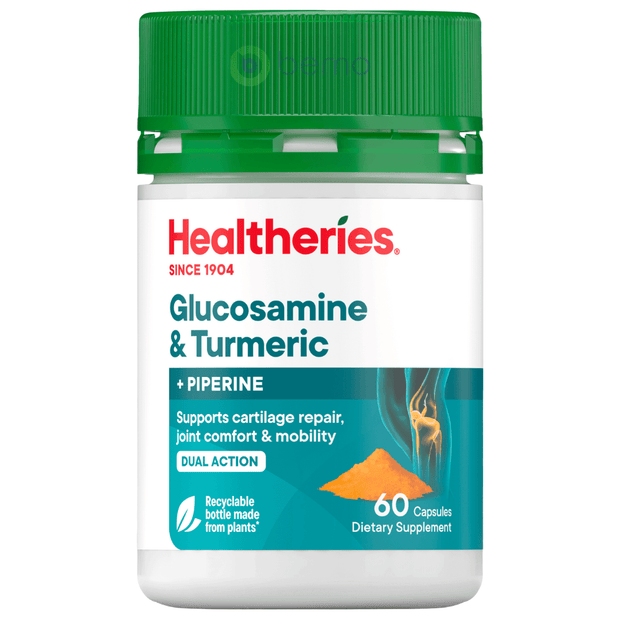Healtheries, Glucosamine + Turmeric, 60 Capsules (7760434299132)